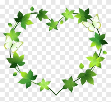 Heart-Shaped Leaf Wreath With Butterflies PNG