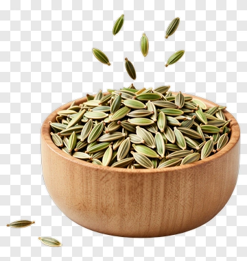 Wooden Bowl Of Fennel Seeds PNG