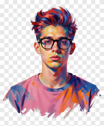 Portrait Of A Young Man With Colorful Hair PNG