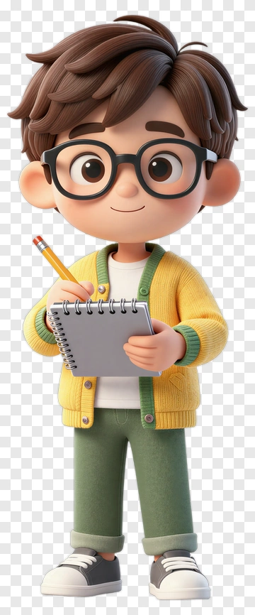 Cartoon Boy Holding A Notebook And Pencil PNG