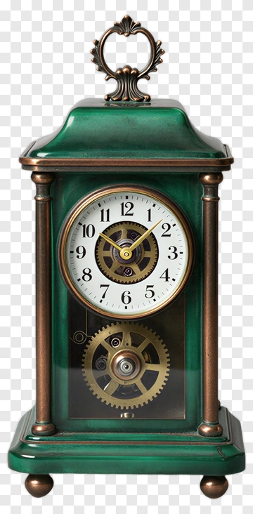 Vintage Green Table Clock PNG