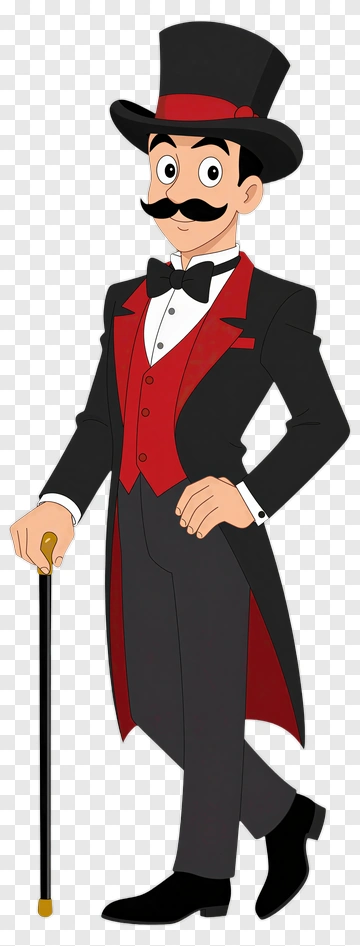 Cartoon Magician In Formal Attire PNG