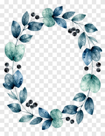 Watercolor Leaf Wreath PNG
