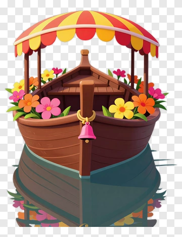 Colorful Flower Boat PNG