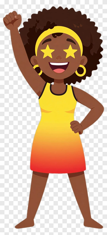 Cartoon Girl Celebrating With Star Glasses PNG