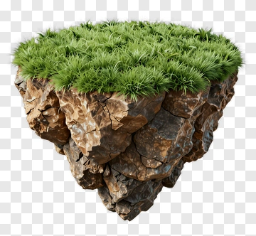 Floating Island With Grass And Rocks PNG