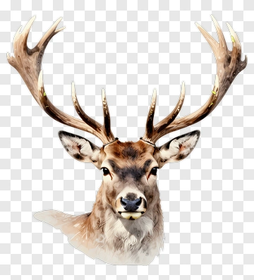Realistic Deer Head With Antlers PNG