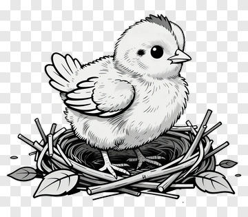 Chick Standing In A Nest PNG