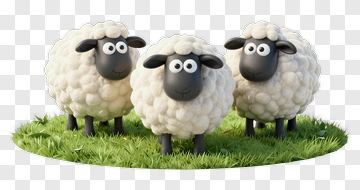 Three Cartoon Sheep On Grass PNG