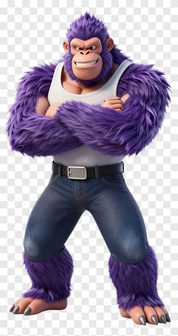 Cartoon Purple Gorilla Character PNG