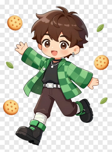 Cartoon Boy Holding Cookies PNG