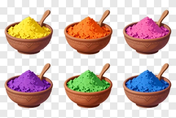 Colorful Bowls Of Powdered Colorants PNG
