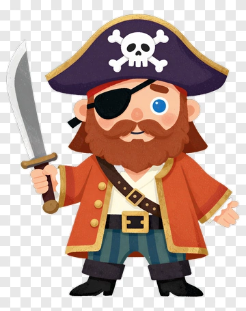 Cartoon Pirate Holding A Sword PNG