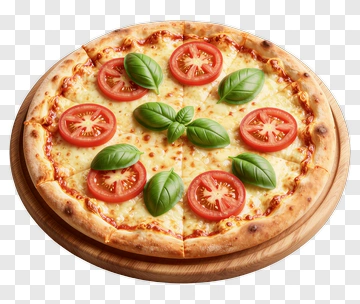Pizza With Tomatoes And Basil PNG