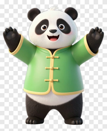 Cartoon Panda Wearing A Green Jacket PNG