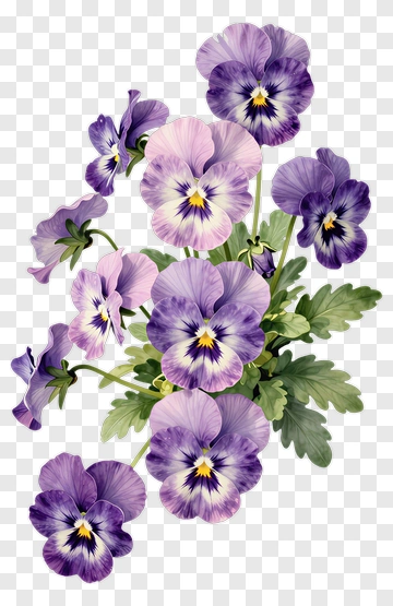 Purple Pansy Flower Bouquet PNG