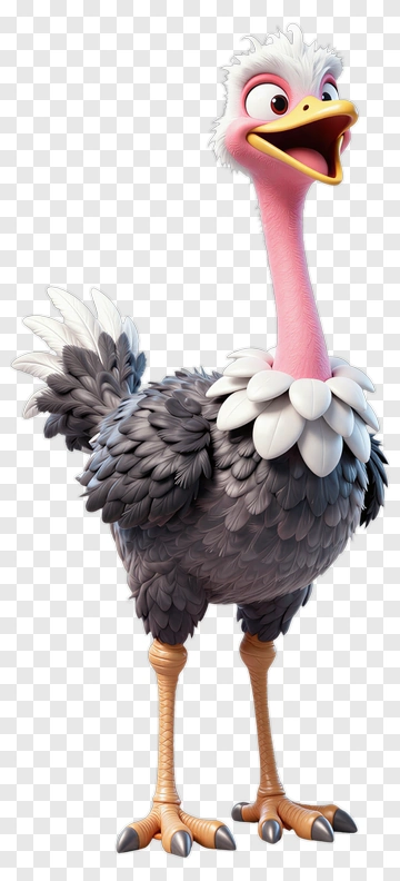 Cartoon Ostrich With A Cheerful Expression PNG