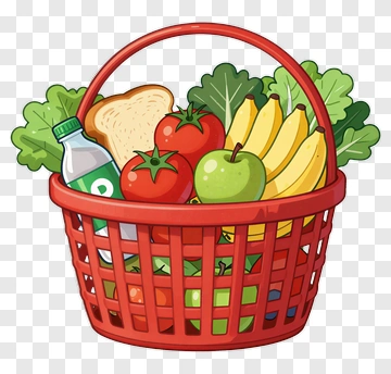 Colorful Grocery Basket With Fresh Produce PNG