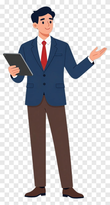 Businessman Holding A Tablet And Gesturing PNG