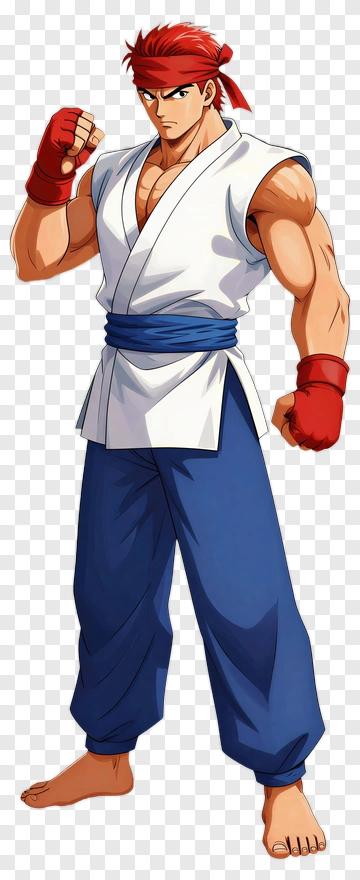 Martial Artist In White And Blue Outfit PNG