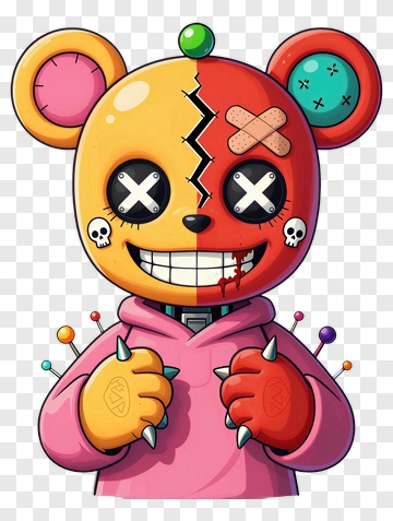 Cartoon Bear Character With Colorful Design PNG