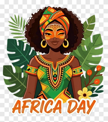 Africa Day Celebration With Woman In Traditional Attire PNG