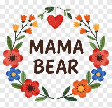 Mama Bear Floral Design PNG