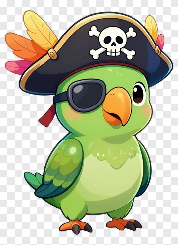 Cartoon Pirate Parrot PNG