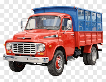 Red Truck With Blue Bed PNG