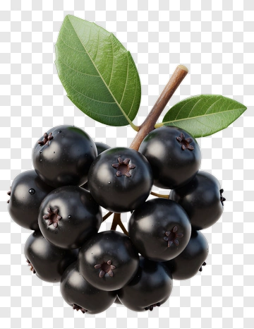 Blackberry Cluster With Leaves PNG