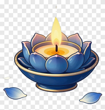 Lotus Candle With Flame PNG