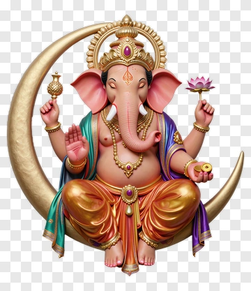 Lord Ganesha Sitting On A Moon PNG