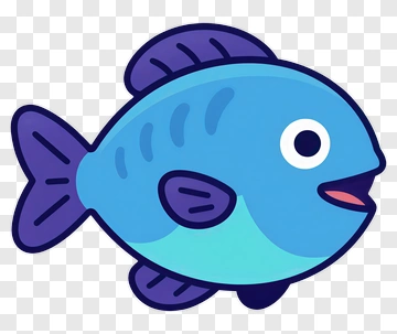 Cartoon Blue Fish PNG