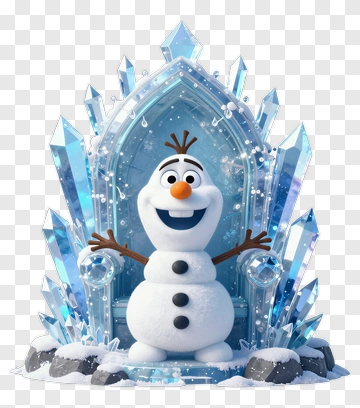 Cartoon Snowman In A Crystal Ice Castle PNG