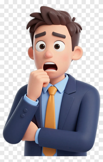 Cartoon Businessman Looking Worried PNG