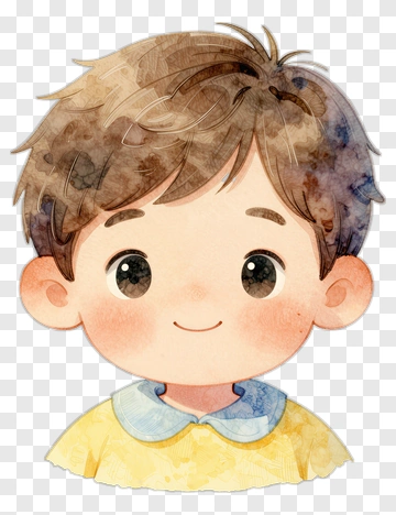Watercolor Boy With Brown Hair PNG
