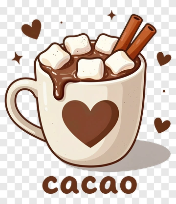 Cartoon Hot Chocolate With Marshmallows And Cinnamon Sticks PNG