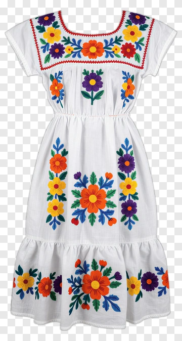 Embroidered Floral Dress PNG
