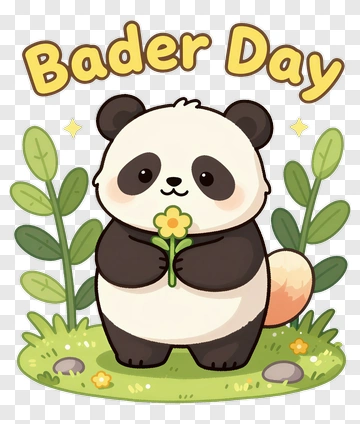 Cute Panda Holding A Flower For Bader Day PNG