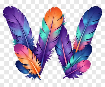 Colorful Feathers Forming A Letter W PNG