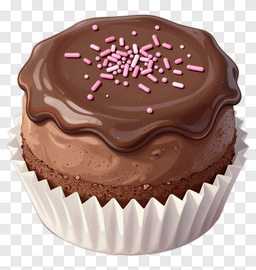 Chocolate Cupcake With Sprinkles PNG