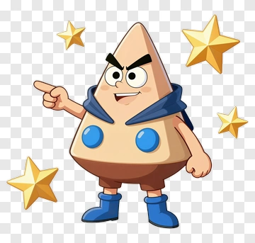 Cartoon Character Pointing With Stars PNG