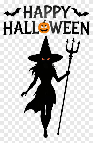 Halloween Witch Holding A Trident PNG