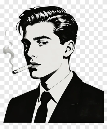 Stylish Young Man Smoking A Cigarette PNG