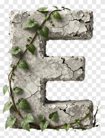 Cracked Stone Letter E With Ivy PNG