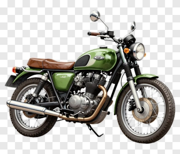 Green Motorcycle With Brown Seat PNG