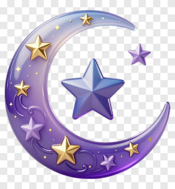 Colorful Moon And Stars Design PNG