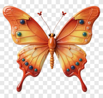 Colorful Butterfly With Orange And Blue Details PNG