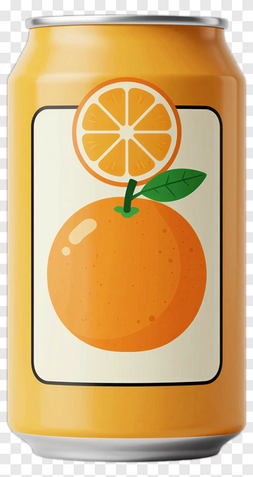 Orange Soda Can With Slice Of Orange PNG