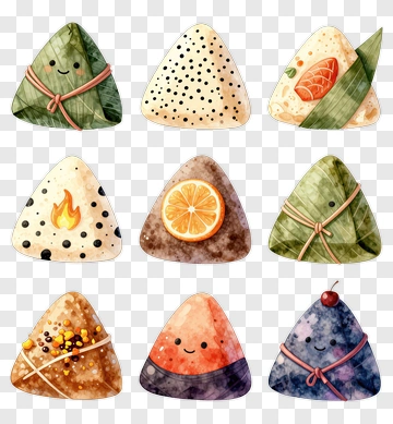 Colorful Rice Balls With Various Fillings PNG